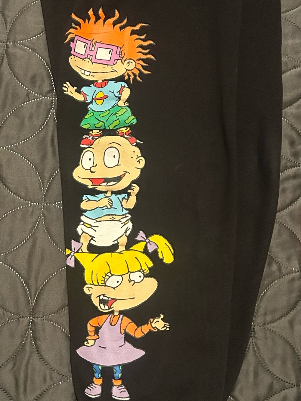 Fashion Nova Black Women’s Joggers with Colorful Cartoon Stack Print